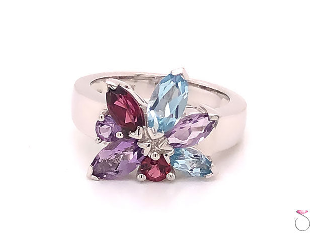 1CT Hexagon Aquamarine engagement ring Five Stone sapphire engagement –  PENFINE
